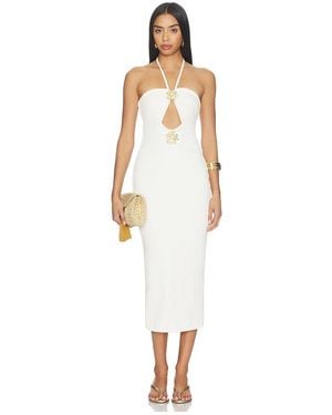 PATBO Luna Knit Midi Dress en White - Blanc