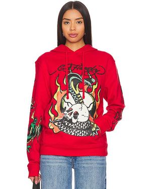 Ed Hardy HOODIE FLAME COBRA - Rot