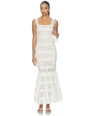 Self-Portrait Cotton Embroidered Midi Dress - White