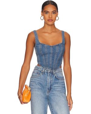 Bardot Denim Corset Bustier - Blue