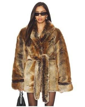Lovers + Friends X Emma Leger Margot Faux Fur Coat - Brown