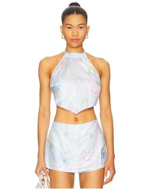 LoveShackFancy Hollison Top En Color Bebe Azul Talla (También En 10, 6, 8) - Blanco
