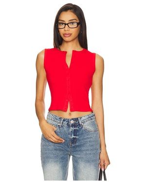 ALL THE WAYS Cassie Button Front Top - Red