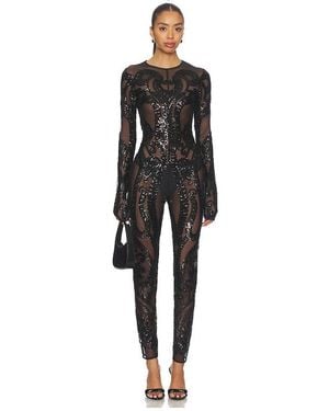 Norma Kamali Long Sleeve Crew Neck Catsuit - Black