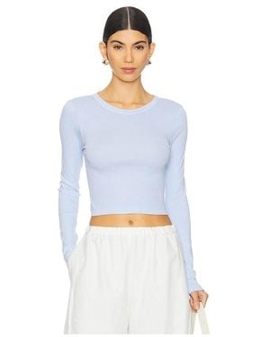 Enza Costa Supima Baby Long Sleeve Cropped Top - Blue
