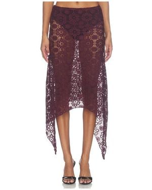 Lioness Trophy Lace Midi Skirt - Purple
