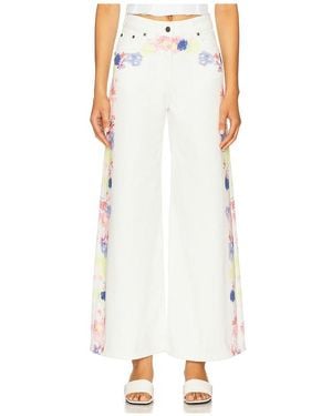 MSGM Printed Wide Leg Trousers - White