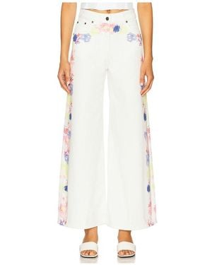 MSGM Printed Wide Leg Pants - White