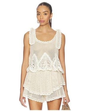 Sea Madelyn Crochet Tank - White