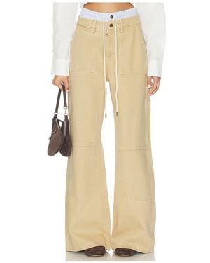 Monse Double Waistband Wide Leg Pant - Natural