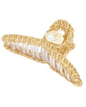 Lele Sadoughi Claw Clip Raffia Shell - Mettallic