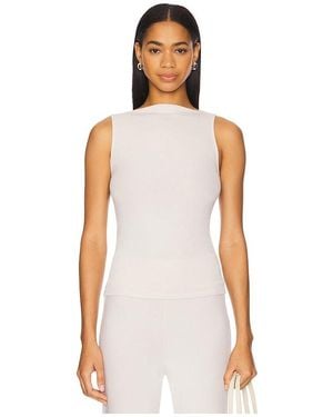 Enza Costa Silk Knit Sleeveless Boatneck Top - White
