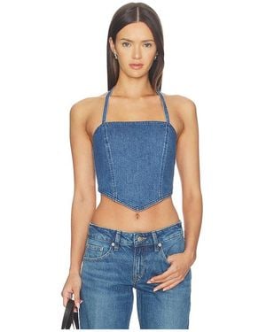 GOOD AMERICAN Denim Recess Top en Blue - Bleu