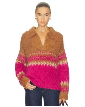 NAADAM Italian Luxe Brushed Fair Isle Polo - Red