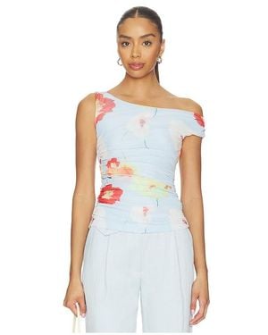 Bardot Layana Printed Mesh Top - White
