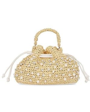 BTB Los Angeles Nia Mini Crystal Bucket Bag - Natural
