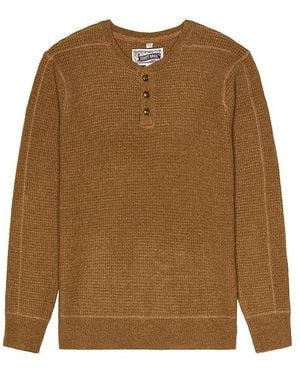 Schott Nyc Button Henley Jumper - Brown