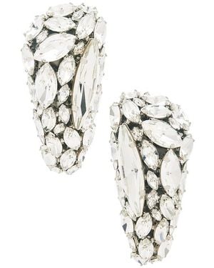 Area Crystal Cluster Triangle Earrings - White