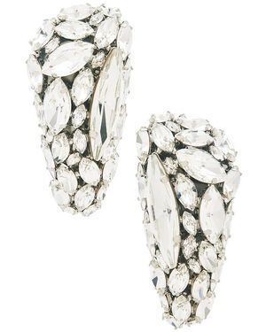 Area Crystal Cluster Triangle Earrings - White