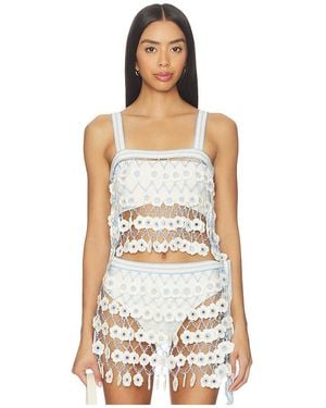 MY BEACHY SIDE Fleur Hand-Crocheted Top - Blue