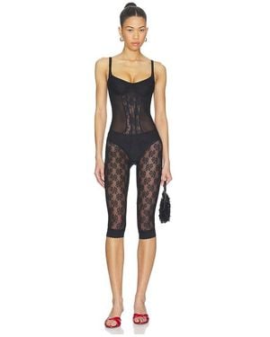 The Attico Lace Overall Catsuit - Blue