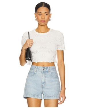 MINKPINK Bowie Pointelle Knit Tee - Blue
