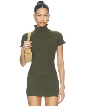 Frankie's Bikinis Harmony Cloud Knit Mock Neck Tee - Green