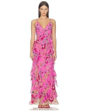 CAMILLA Asymmetrical Ruffle Slip Dress - Pink