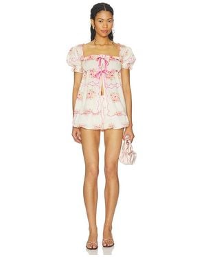 For Love & Lemons Babydoll-Set Scarlett - Weiß