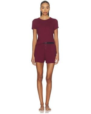 Lunya Rib Tee Short Set - Red