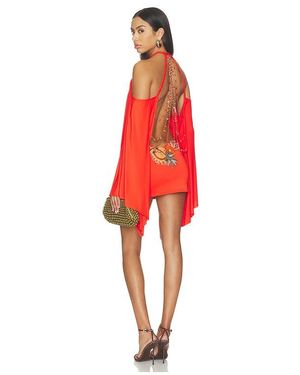 Jaded London Beaded Tropical Batwing Dress - Red