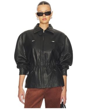 AEXAE Leather Cinched Mid Jacket - Black
