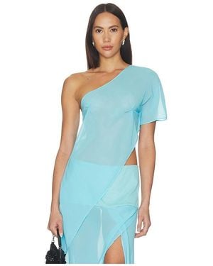 BY.DYLN Marilyn Sheer Top - Blue
