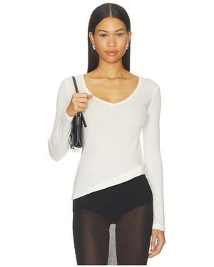 GRLFRND Sheer V-Neck Tee - White