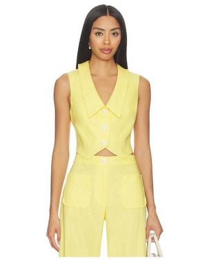 Matthew Bruch Collared V-Neck Vest - Yellow