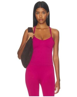 ADANOLA Classic Seamless Cross Back Tank Top - Pink