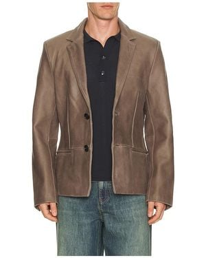Won Hundred Oliver Leather Blazer - Brown