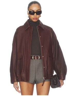 Rohe Grain Leather Aviator Jacket - Brown