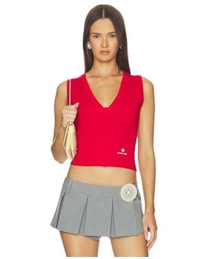 ShuShu/Tong Bow Detail V-Neck Knit Tank Top - Red
