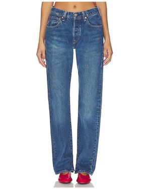 aligrace Vintage Relaxed Split Jeans - Blue
