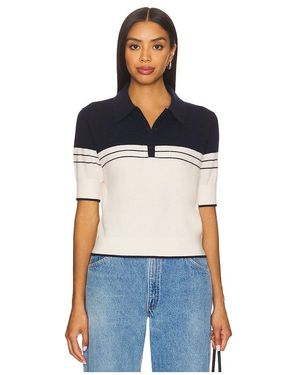 White + Warren Cashmere Polo Top - Blue