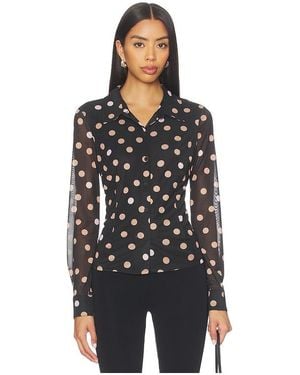 Sanctuary Fitted Mesh Button Down Top - Black