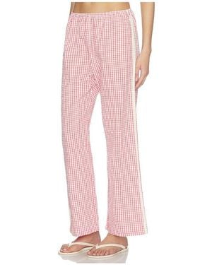DONNI. The Cotton Gingham Stripe Crop Pant - Pink