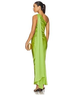 Alejandra Alonso Rojas For Fwrd One Shoulder Dress With Cape - Green