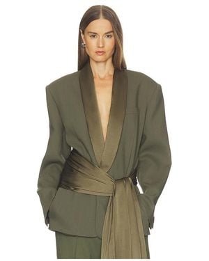 Helsa Wool Blend Longline Suiting Blazer - Green