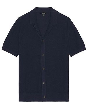 Club Monaco Boucle Camp Collar Shirt - Blue