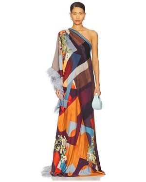 FALGUNI SHANE PEACOCK Vestido Caftán Asimétrico En Color Rust, Talla (También En Xs) - Multicolor