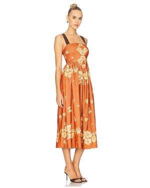 Free People Dusty Bloom Embroidered Midi Dress in Natural | Lyst