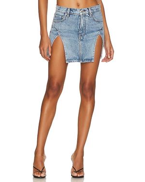 GRLFRND Jasmine Mini Skirt With Double Slit - Blue