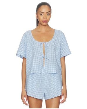 Lunya Airy Cotton Tie Front Top - Blue